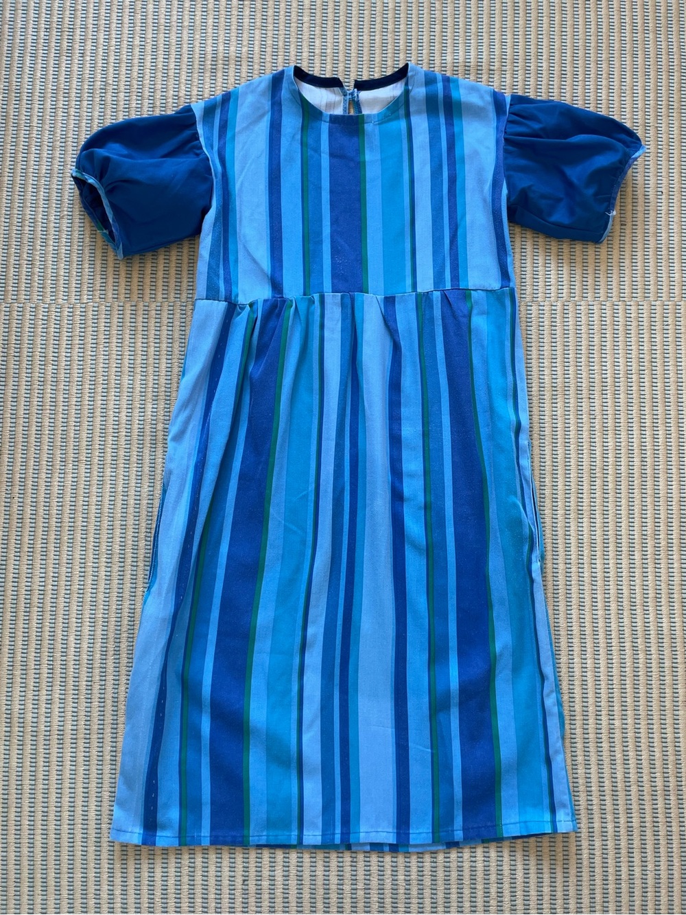 Handmade Puff sleeve striped dress